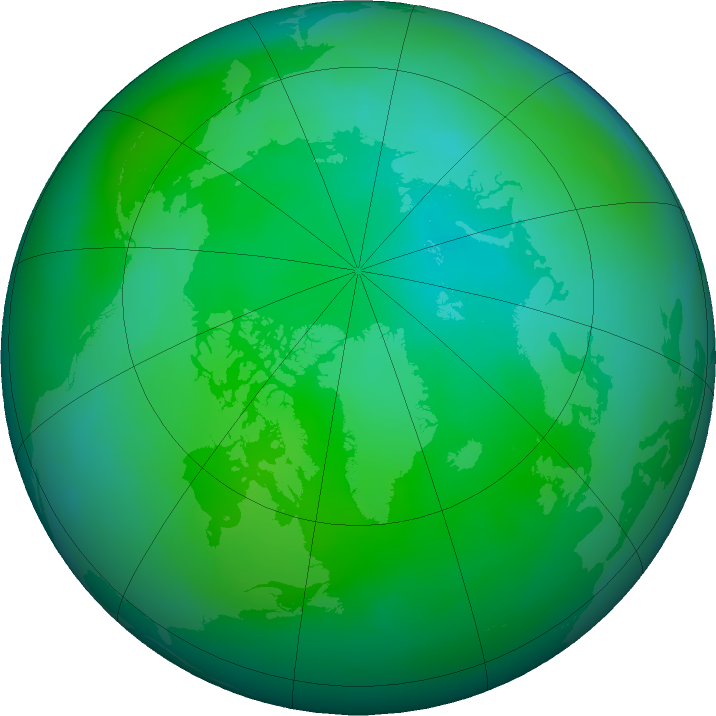 Arctic ozone map for August 2023
